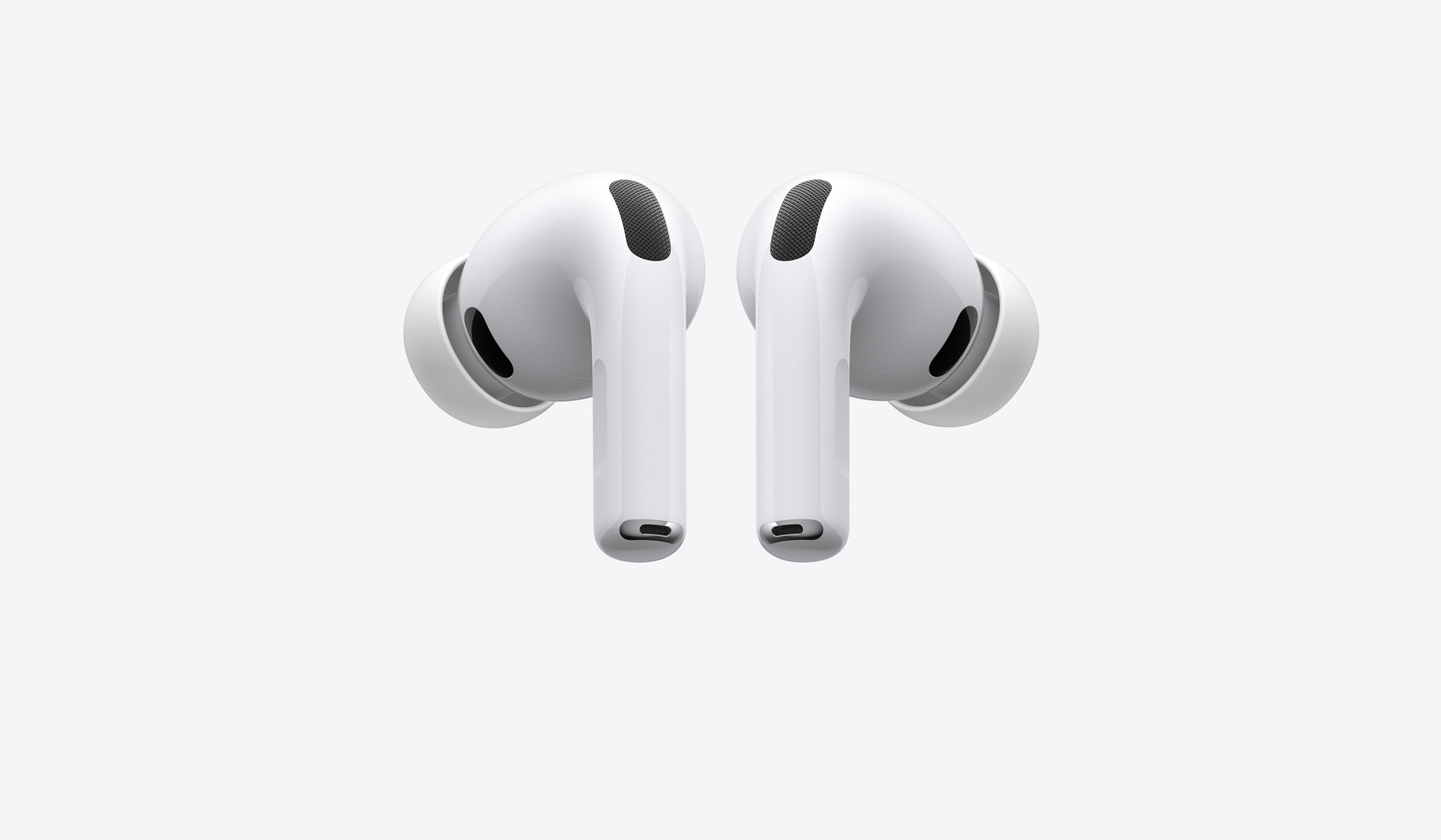 AirPods Pro 3 i hvid, venstre og højre trådløse øretelefoner med silikonepropper