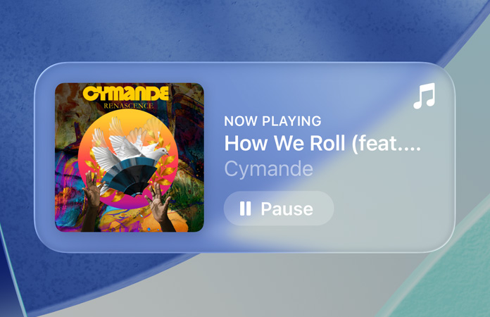 Transparante regelaars in Apple Music laten de achtergrond vervaagd zien